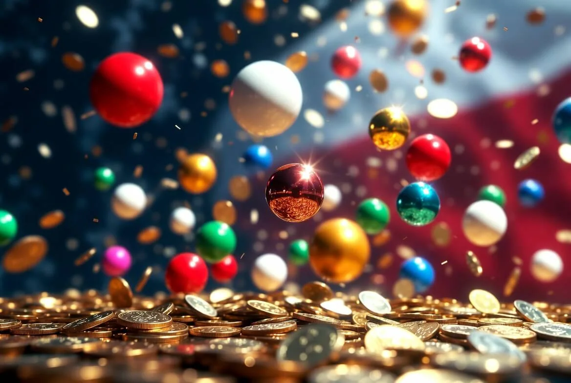 Monety i konfetti symbolizujące Loterię Świąteczną Lotto